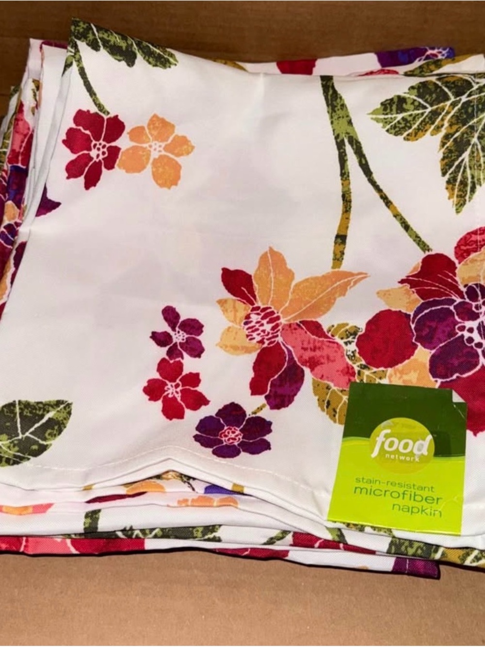 Food Network Vibrant Spring  Floral Printed Stain Resistant Napkins Set of 16